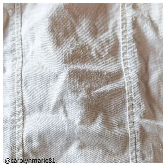 PENCEY OffWhite Denim Stud Embellished Moto Jacket Size M 100% Cotton Asymmetric - Picture 6 of 12